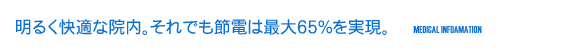 明るく快適な院内、それでも節電は最大65％を実現